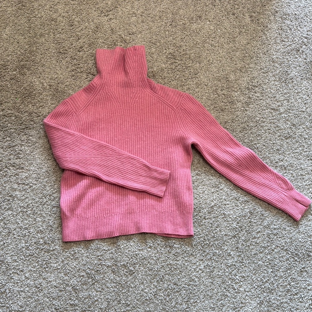 Soft Pink Cowl Neck Sweater with Long Sleeves